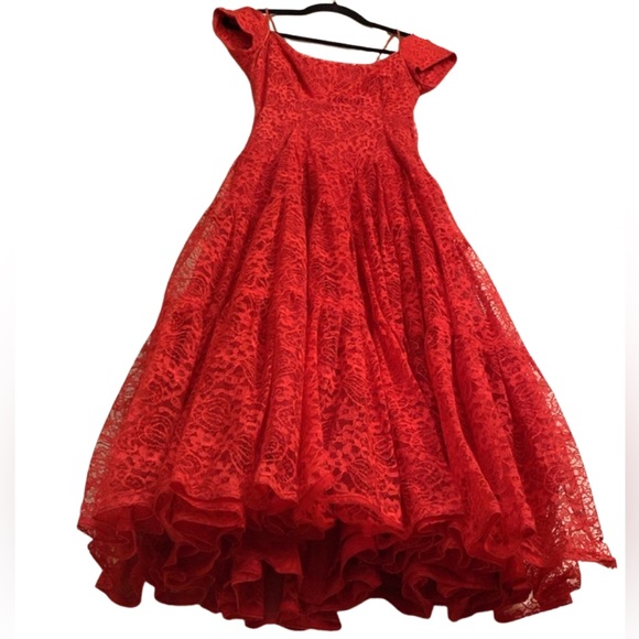 RARE 1950s Fazzi by Howard Norm California Red Lace Cocktail Dress - Picture 3 of 11